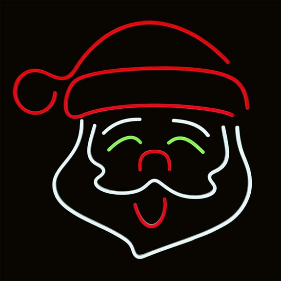 LED Neon Strip Light Santa Face Decoration - Lighted Sign - Multi-Color - 24 Inch