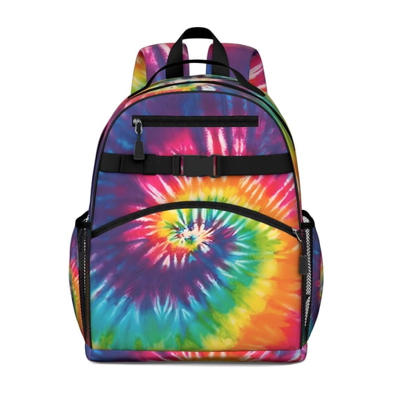 Colorful Tie Dye Pattern Backpack for School,Cute School Bag,Schoolbag with Adjustable Shoulder Straps & Padded Back,15.25"x11.5"x5.25"