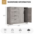thumbnail image 2 of Armoire de Rangement pour Chambre et Salle de Bain, Garde-Robe en Bois avec Tringle, 4 Tiroirs et 2 Portes, Commode Polyvalente Offerte en Plusieurs Finitions, 2 of 6