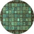 thumbnail image 1 of Ahgly Company Indoor Round Abstract Turquoise Blue Modern Area Rugs, 6' Round, 1 of 4