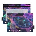 thumbnail image 2 of Ckdifva Sea Turtle and Flowers Glowing Pencil Pouch 3 Ring Zipper Pencil Case Binder Pockets Clear Top Cosmetic Bag 2 Pack, 2 of 6