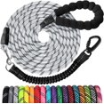 thumbnail image 1 of Long Dog Leash 15 FT: Heavy Duty Rope Leashes for Dogs Training with Swivel Lockable Hook Reflective Threads Bungee and Padded Handle - Dog Lead for Large Small Medium Dogs Outside Walking Hiking Grey, 1 of 6