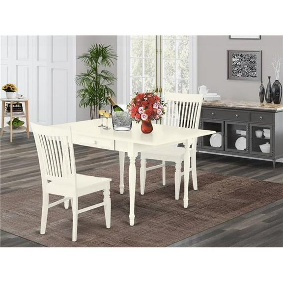 3 Piece Monza Wooden Dining Table Set - Linen White