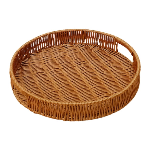Bandeja tejida para servir, cesta de frutas, galletas, pasteles, pan 31x31x5cm