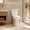 Elongated, variant on Space Saving 15 Inch Round Front Two Piece Toilet, Compact Side Flush White Ceramic Commode for Small Bathroom, 1.28 GPF Siphonic Flush, Soft Close Seat, cUPC, 12 Inch Rough-In