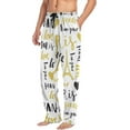 thumbnail image 4 of Men's Pajama Pants with Pockets Sleepwear Lounge Pants Stretch Casual Yellow Gold Paris White, 4 of 6