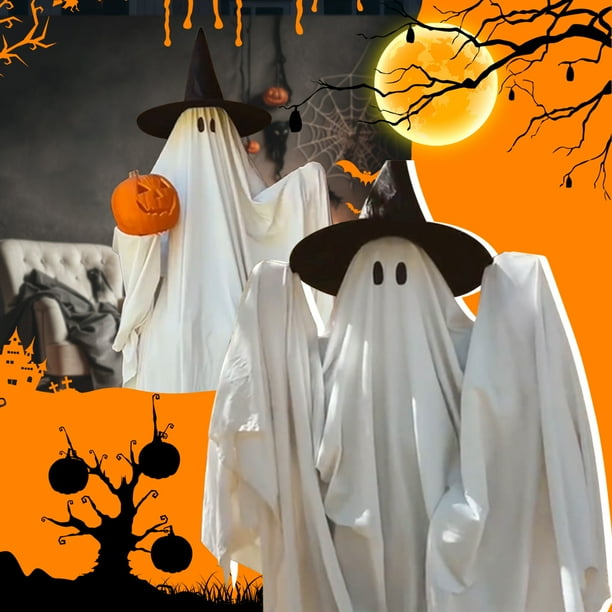 Disfraz de Fantasma Unisex para Niña de 180 Cm, Ideal para Halloween. Capa Blanca de Fantasma para Niños, Perfecta para Pedir Dulces. Tela Suave de Poliéster. Disfraz Ideal para Fiestas de Halloween.