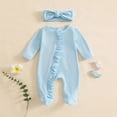 thumbnail image 2 of Splozh Baby Girl Clothes Newborn Girl Baby Girls Footies Romper Spring Winter Coat Long Sleeve Pack Foot Climb Romper Blue,Newborn, 2 of 4