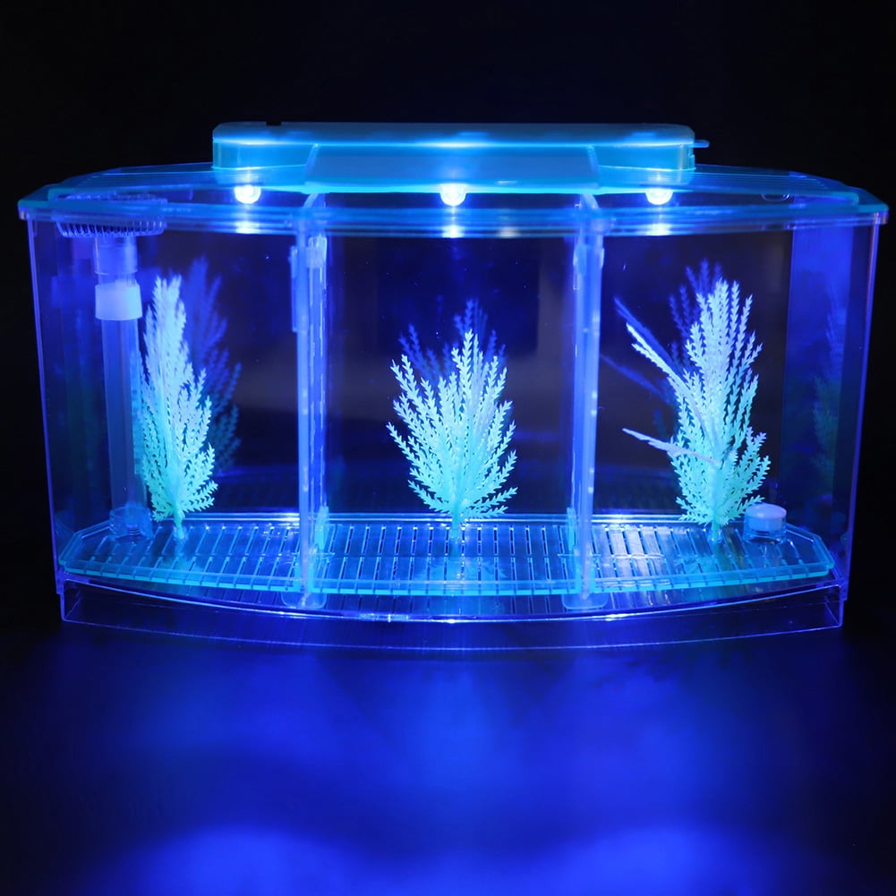 Tebru Fish Tank, Desktop Small Aquarium, For Betta With LED Light For Small Fishes With Water Change Valve