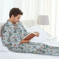 thumbnail image 6 of Susaid Winter Gnome And Snowman Print Men's Long Sleeve Pajama Set, Two-Piece Button-Down Loungewear PJs Set, Comfortable Sleepwear for Relaxation-Large, 6 of 7