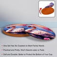 thumbnail image 4 of Swan Set of 6 Microfiber Leather Round Coasters, 11x11 cm/4.3x4.3 in, Drink Coasters for Home and Bar, Table Coasters, 4 of 6