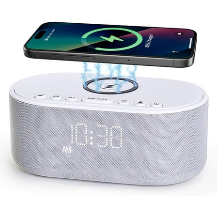 Sound Machine Alarm Clock Wireless Charger: Bluetooth 10W Stereo Sound Speaker Bedroom - White Noise Machine for Sleeping with 21 Soothing Sounds