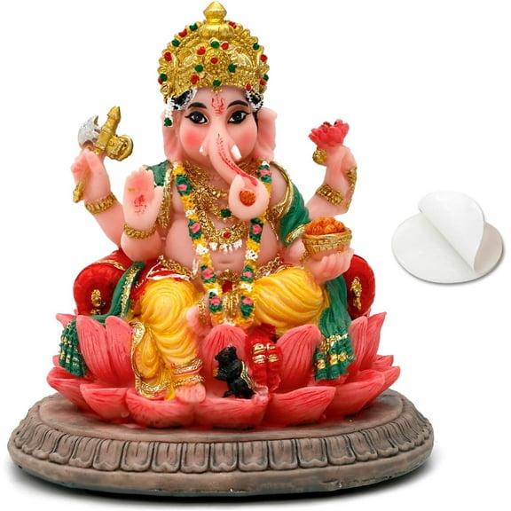 Indian Gifts Lord Ganesha Statue - 3.6" H Hindu Idol Ganesha for Car Dashboard Ganpati Diwali Gift for Indian Man Women Altar Yoga Studio Meditation Office Home Temple Mandir Puja Item