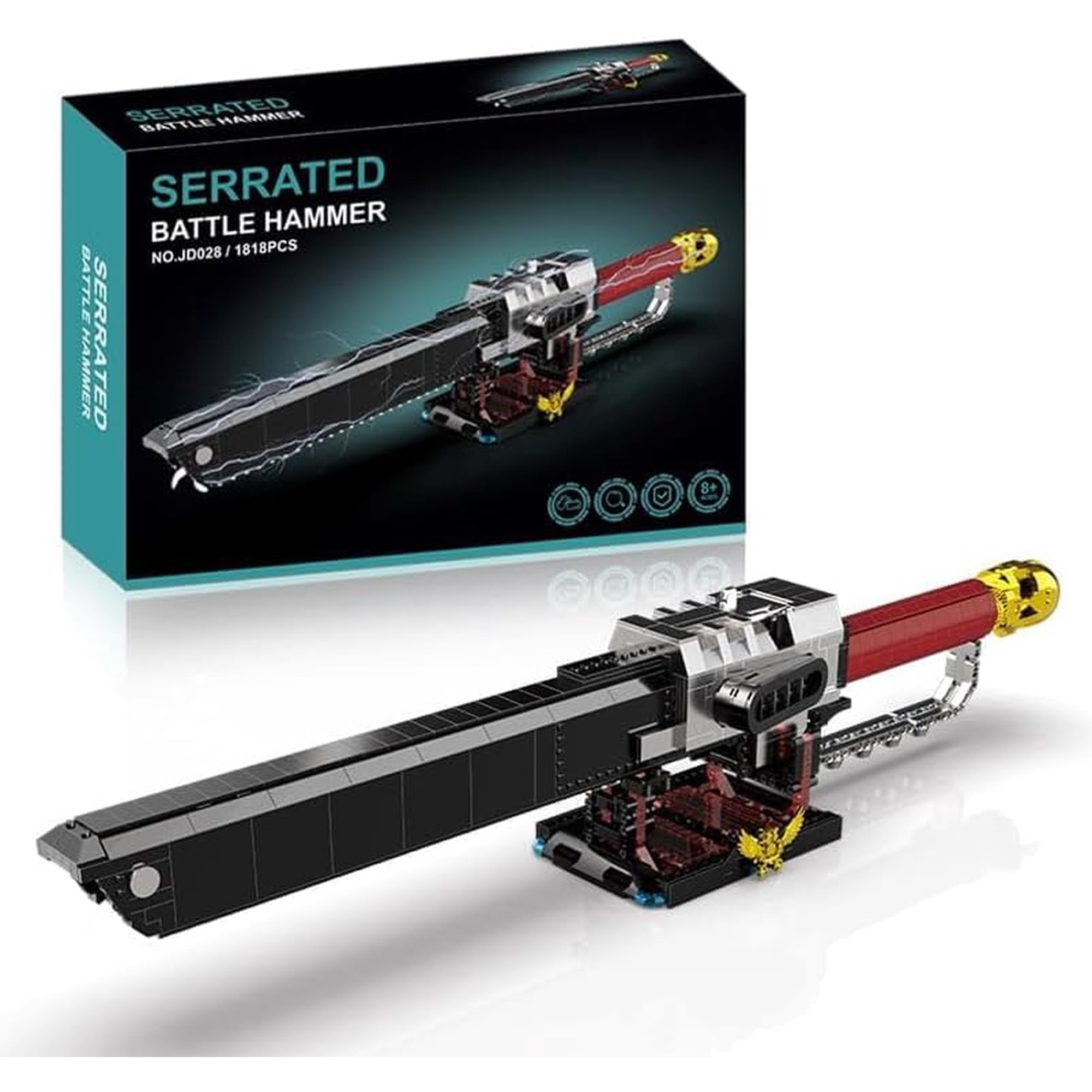 Chainsword Building Block Sets for Men, 40K Speace Marine Motor-Drive Detailed Fantasy Weapon Replica, STEM Engineering Toys