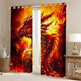 thumbnail image 2 of Manfei Fantasy Dragon Animals Kitchen Curtains,Vintage Wildlife Black Out Curtains Pack of 2 (42x63 Each),Red Orange, 2 of 6