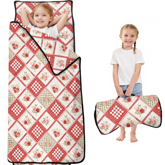 Pioneer Flower Floral Print Pattern Toddler Nap Mat for Teens Preschool Daycare, Teens Sleeping Mat Bag, Toddler Sleeping Bag with Pillow