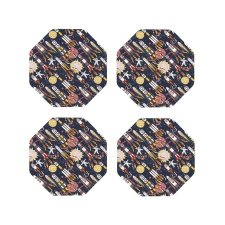 

Pofeuu Cartoon Space 1 Print Coasters for Drinks 4Pack PU Leather Coasters Bar Drink Coasters for Tabletop Protection Furniture from Damage-Octagon