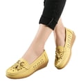thumbnail image 4 of Domuza Casual Loafers for Women Metal Buckle Breathable Comfortable Leather Slip on Moccasins Loafers Shoes Driving Outdoor Walking Womens Flats Light Green 10.5（EU-44）, 4 of 4