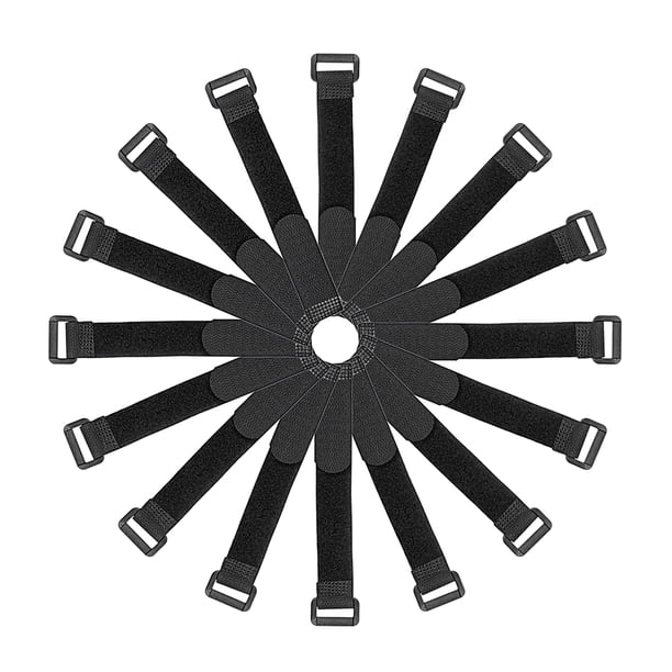 Organizador de Cables Reutilizable Uxcell con Hebillas de Nylon y Plástico, Cinta de Velcro de 8" Negra 50 piezas