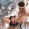 thumbnail image 2 of luoweisi Men's Beach Shorts Quick Dry Swim Trunks with Mesh Lining Flower Fox L, 2 of 5