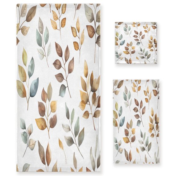 Three-Piece Towel Set Face Towel Towel Set Hand Towel Bath Towel Cotton Bath Towels Bath Towel Sets Hand Bath Towels Gray Leaf