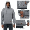 thumbnail image 3 of Men's Hoodies Pullover Geometric Texture Hoodie Long Sleeve Casual Drawstring Sweatshirts with Pocket Light Gray 2XL, 3 of 8