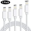 Copper iPhone Charger, Lightning Cable, MFi Certified 5-Pack Charging Cable 3 3 6 6 10 FT Compatible with iPhone X/8/8 Plus/7/7 Plus/6/6S/6 Plus/5S/SE/Mini/Air/Max