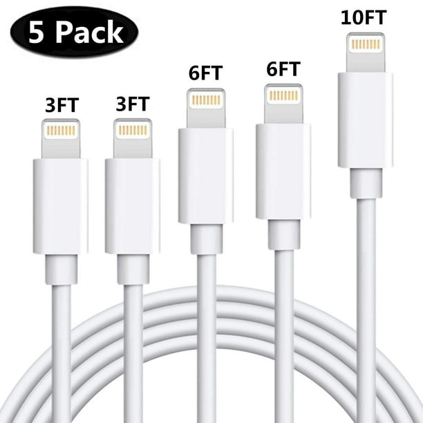 iPhone Charger, Copper 5Pack 3,3,6,6,10ft USB Lightning Cable Fast Charging  High Speed Data Sync Cord Power Connector Compatible with iPhone Xs MAX XR  XS X 8 7 Plus 6S 6 SE iPad