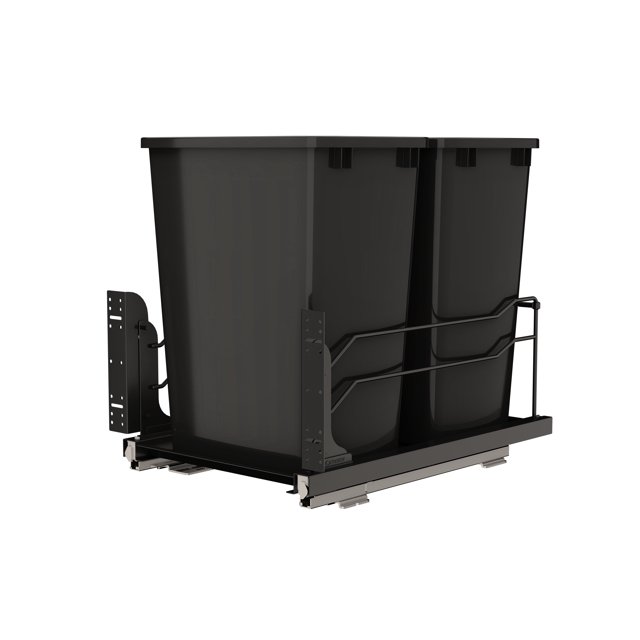 Rev-A-Shelf Dual 35 Qt Pullout Trash Can, 18" Base Cabinet, Soft-Close 53WC-1835SCDM-218