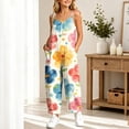 thumbnail image 6 of Girls' Floral Print Overalls Sleeveless Tie Strap Rompers Loose Baggy Jumpsuits Kids Summer Casual Pants Vacation Outfits Lightweight Beach Wear Trousers, 6 of 9