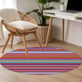 thumbnail image 5 of Vintage Striped Round Living Room Rugs 4 ft, Country Red Blue Colorful Stripes Washable Area Rug with Non-Slip Sturdy Edge Binding Round Carpet for Entryway Kitchen Bedroom Bathroom, 5 of 9
