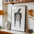 thumbnail image 5 of Warrior Lion - Illustration Animal Tiger Wildlife Line Art Boho Black Framed Wall Art Print 12 x 18 inches, 5 of 8