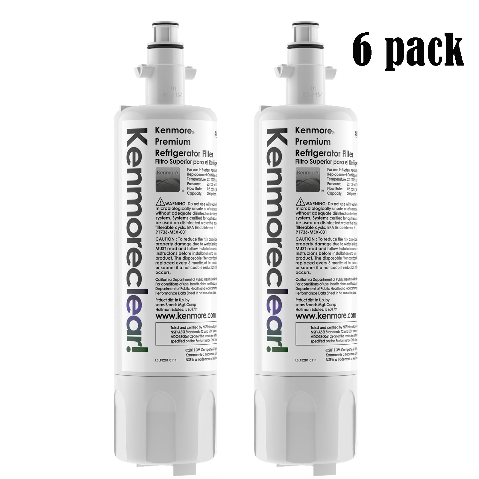 6 Pack Refrigerator Water Filter Kenmore 9690 Replacement for Kenmore