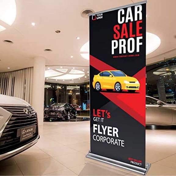 Deluxe Retractable Banner Stand 24"x68"-80" Adjustable Banner Stand Customized for Business - Portable Retractable Banner Stand with Travel Bag(Stand ONLY)