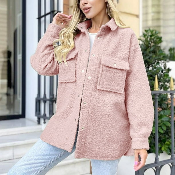Chaquetas y abrigos casuales de manga larga sin capucha para mujer, chaqueta de forro polar de manga larga para otoño e invierno, sudaderas casuales, abrigo de mujer con forro grueso