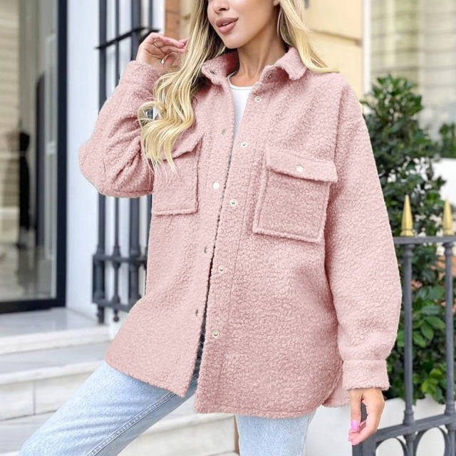 Chaquetas y abrigos casuales de manga larga sin capucha para mujer, chaqueta de forro polar de manga larga para otoño e invierno, sudaderas casuales, abrigo de mujer con forro grueso