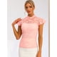 thumbnail image 2 of Blusa Semitransparente Con Cuello Alto Y Manga Corta Con Abertura En La Espalda Y Encaje Para Mujer Rosas L, 2 of 6