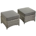 thumbnail image 2 of Ovios Outdoor Patio Ottoman with Cushion Wicker Coffee Table Extra Seat for Garden, Backyard, Porch, or Balcony, 2 of 6