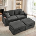 thumbnail image 4 of Muumblus Loveseat Sectional Sofa with 2 Storage Ottomans, Modular Cloud Couch with 2 Side Tables & USB, Plush Double Chaise Lounge Sofa Bed Indoor, Gray Corduroy, 4 of 13