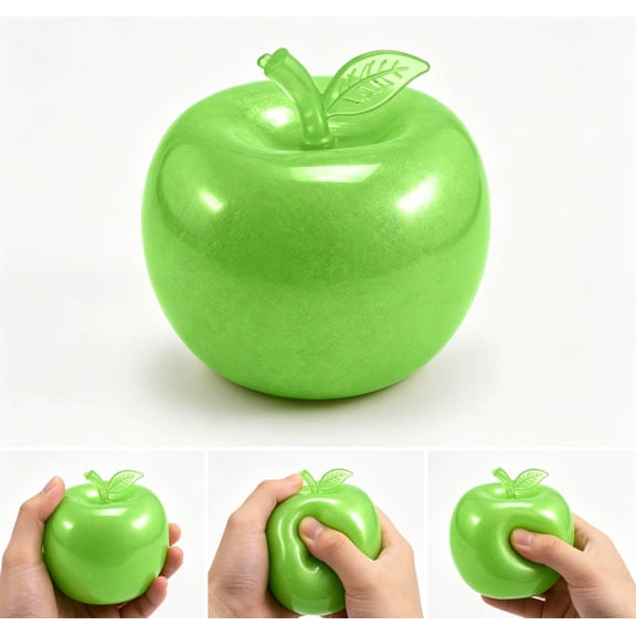 Slushy Green Apple Squishy, Crunchy Slow Rising Stress Ball, Soft Ice Skin Sensory Fidget Squeeze Toy for Adults Anxiety Relief, Office Home Desk Decor Party Favors Gift