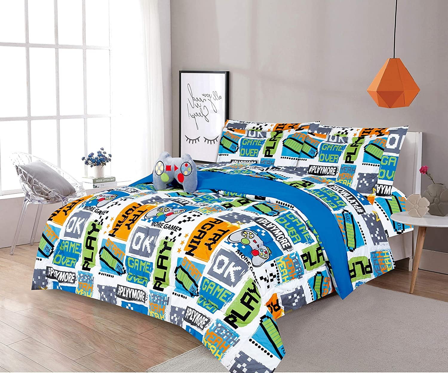 VIDEO GAME Blanket Comforter Reversible Console GIFT Teens Boys SHEETS TWIN 6PC 