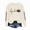 thumbnail image 3 of Towmus Womens Letter Tops Ladies Floral Print Loose Long Sleeve Sweatshirt Round Neck Pullover Top T-Shirt Top Autumn and Winter, 3 of 6