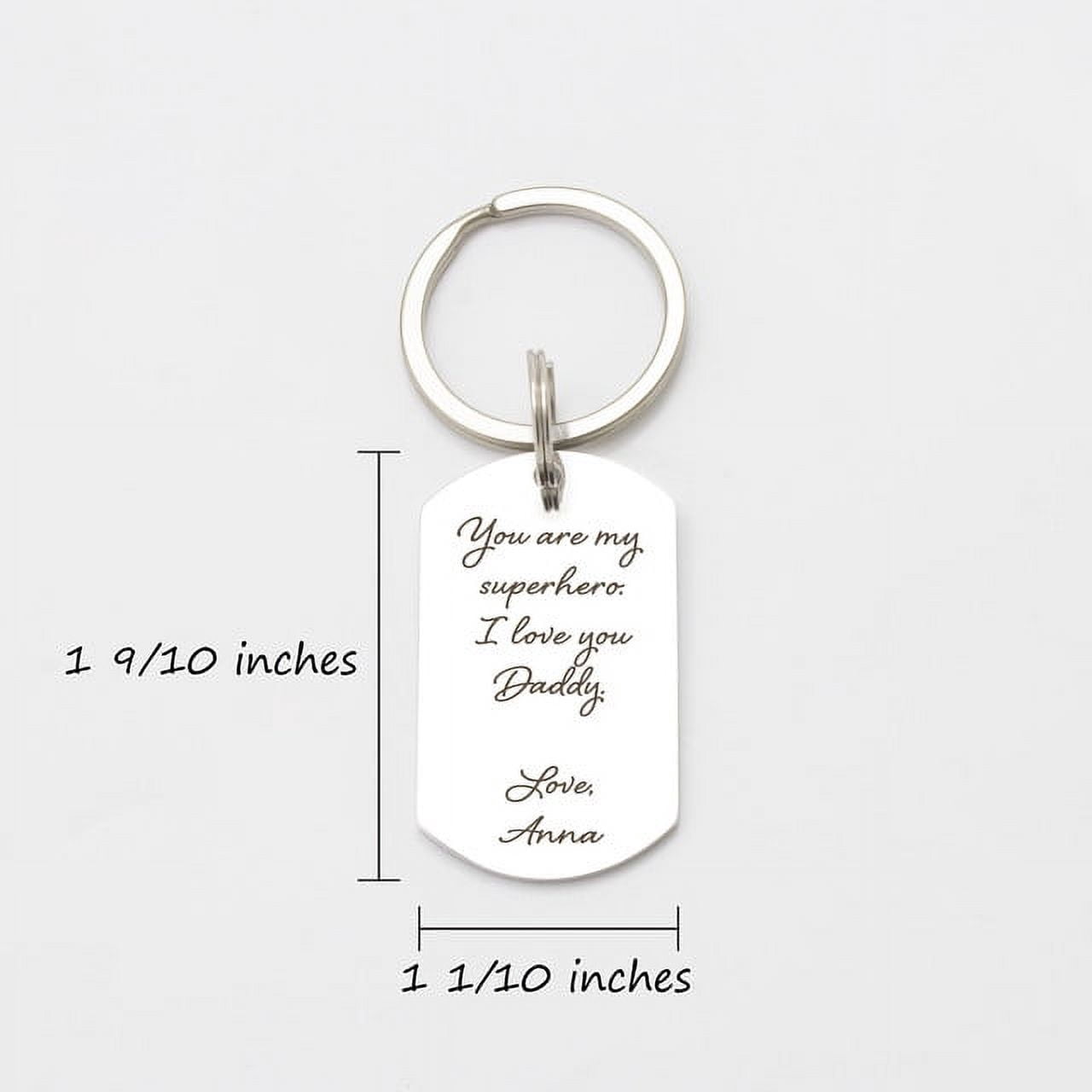 Anavia Personalized Actual Handwriting Dog Tag - Engraved Father's Day Dog Tag - Gift for Dad - Customized Hand Writing Message for Dad - Custom Personalized Keychain