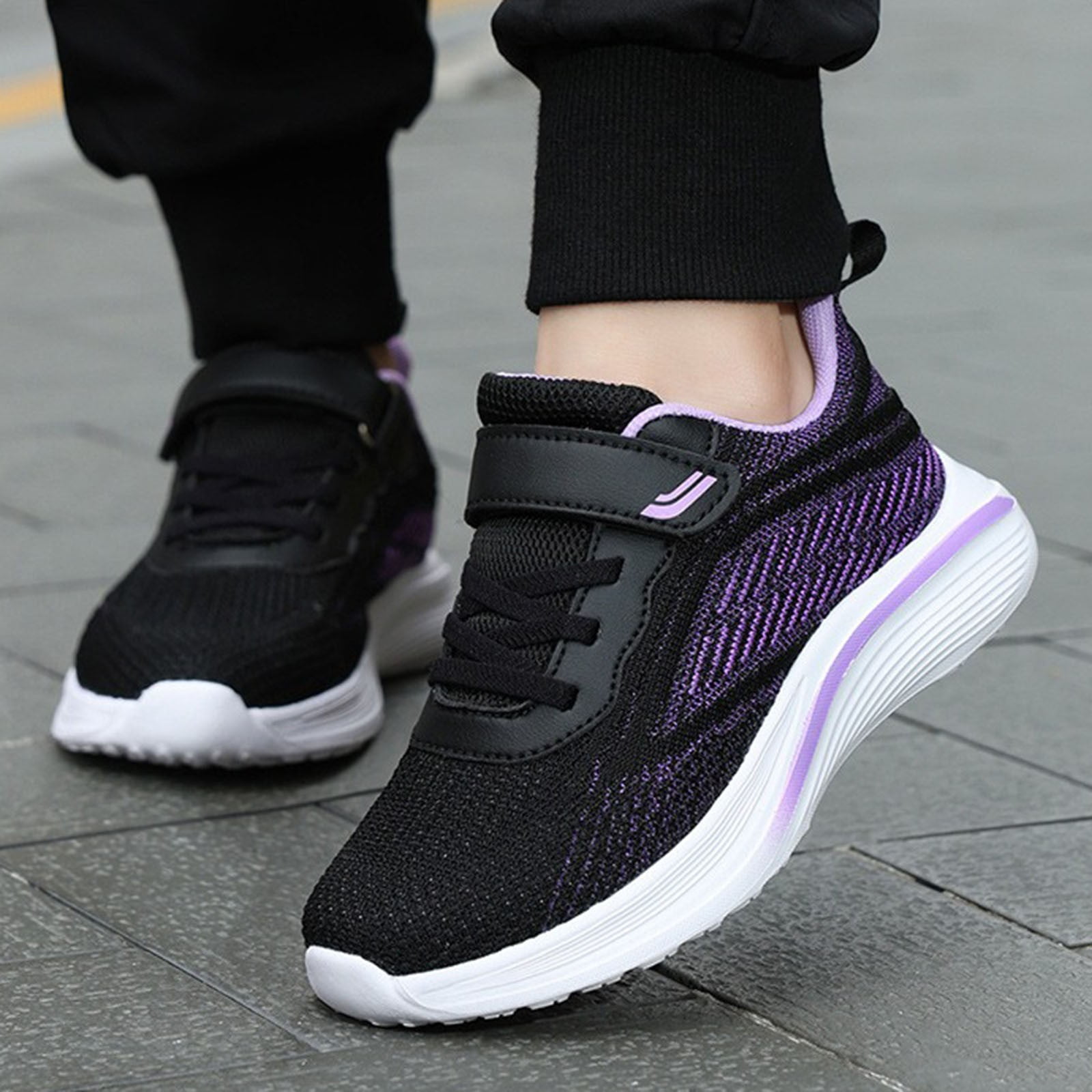 Kids Sock Shoes Boys Girls Sneakers Athletic Fitness Tennis Walking School Shoes for Toddler/Little Kid/Big Kid(Black,8-9 Years)