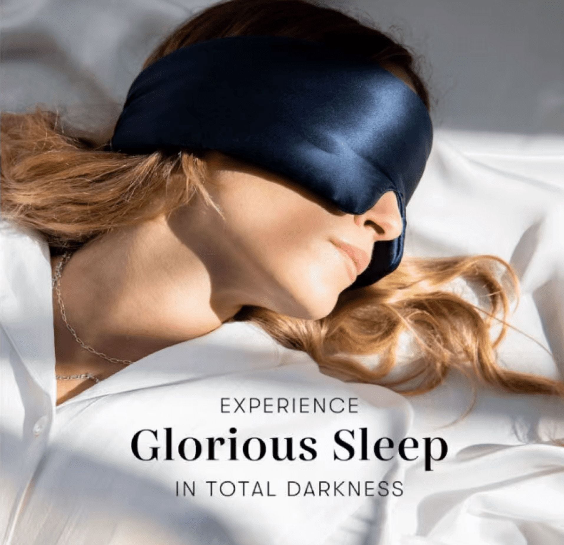 Silk sleep facial mask - facial embrace, padded cocoon, luxury sleep in complete darkness -100% pure silk, moisture adjustable (midnight blue)