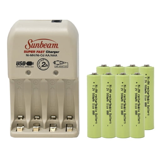 Sunbeam AA / AAA Battery Charger + 8 AAA NiMH Batteries (900 mAh)