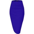 thumbnail image 3 of QATAINLAV Women's Stretchy Bodycon Pencil Midi Skirt Solid Color Slits Business Skirts Casual Pull on Office Midi Skirt, Blue, L, Gifts for Mom, 3 of 5