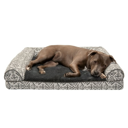 UPC: 0842229119176 | FurHaven Pet Products Southwest Kilim Sofa-Style Orthopedic Pet Bed for Dogs & Cats – Boulder Gray Large