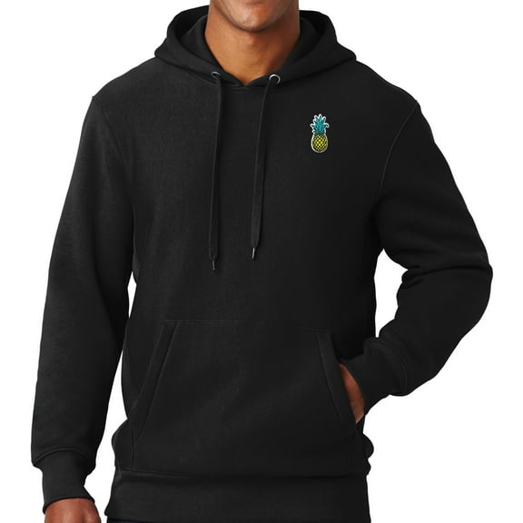 Mens Pineapple Patch (pocket print) Super Heavyweight Hoodie - Black, Extra Small
