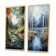 thumbnail image 3 of Designart "Serenity Falls Birch Woods I" Tree Birch Framed Wall Art Set Of 2 - Green Floral Frame Gallery Set For Office Decor, 3 of 6